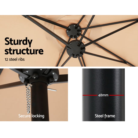 Instahut Outdoor Umbrella Beach Pole Garden Tilt - Tilt Mechanism, UV Protection Canopy