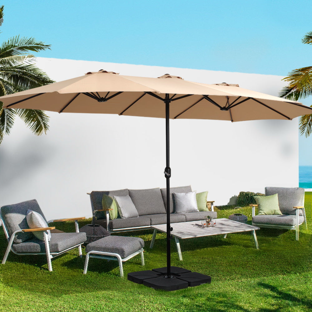 Instahut Outdoor Umbrella Beach Pole Garden Tilt - Tilt Mechanism, UV Protection Canopy