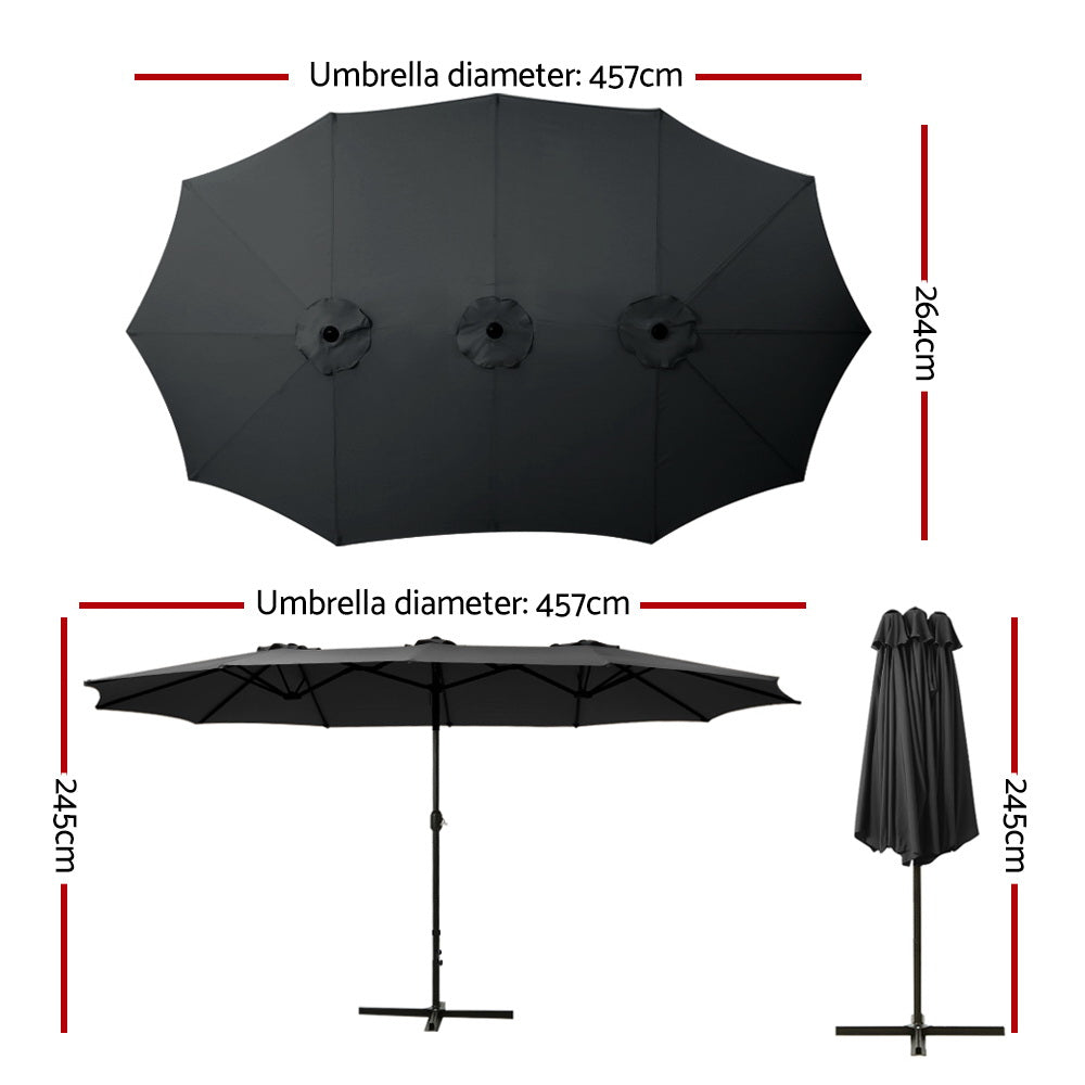 Instahut Outdoor Umbrella Beach Pole Garden Tilt - Tilt Mechanism, UV Protection Canopy