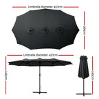 Instahut Outdoor Umbrella Beach Pole Garden Tilt - Tilt Mechanism, UV Protection Canopy