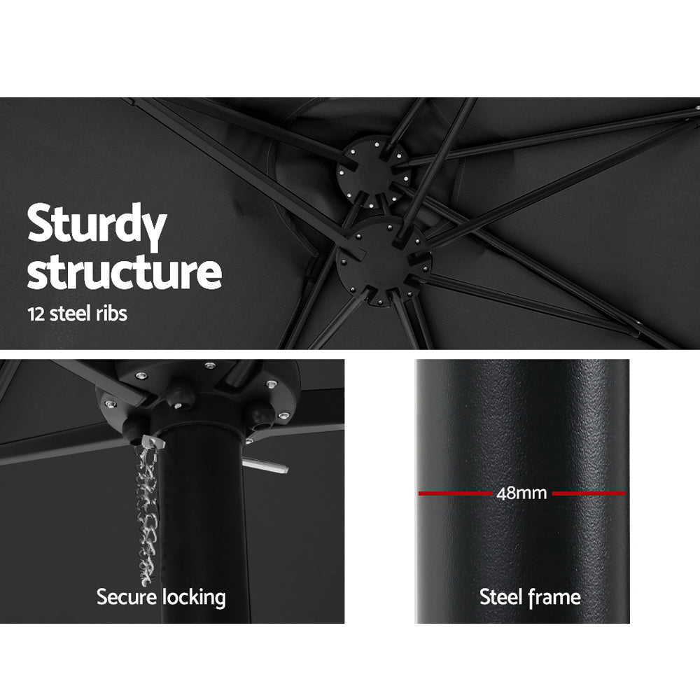 Instahut Outdoor Umbrella Beach Pole Garden Tilt - Tilt Mechanism, UV Protection Canopy