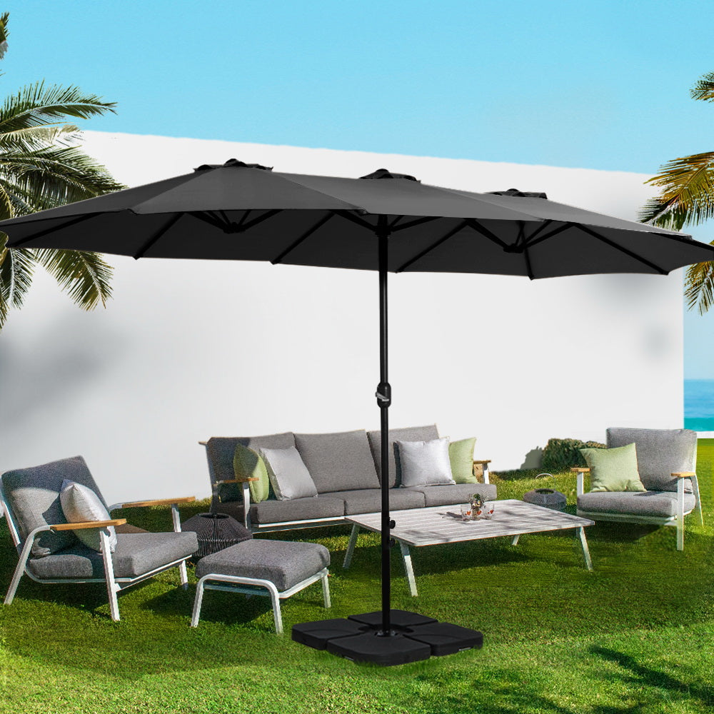 Instahut Outdoor Umbrella Beach Pole Garden Tilt - Tilt Mechanism, UV Protection Canopy