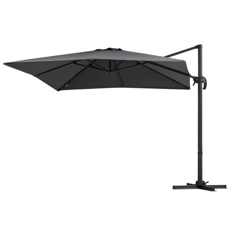 Instahut Outdoor Umbrella 3m Umbrellas Cantilever Stand Sun Roma 360 Degree Charcoal