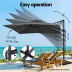 Instahut Outdoor Umbrella 3m Umbrellas Cantilever Stand Sun Roma 360 Degree Charcoal