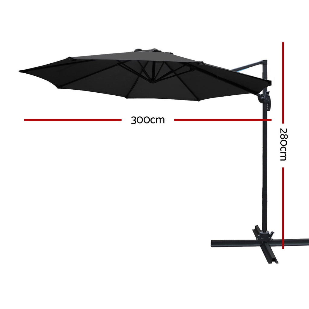 Instahut 3m Outdoor Umbrella Cantilever 360 Degree Tilt Beach Roma Parasol