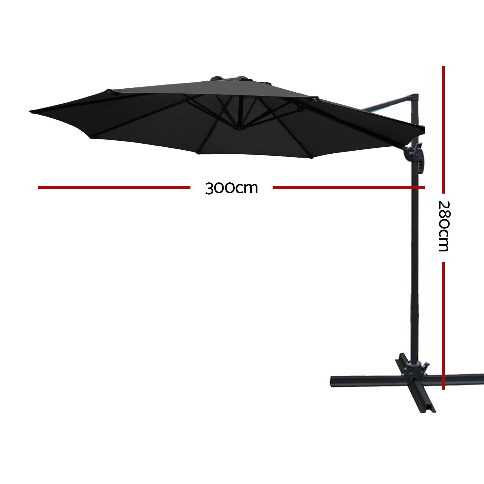 Instahut 3m Outdoor Umbrella Cantilever 360 Degree Tilt Beach Roma Parasol