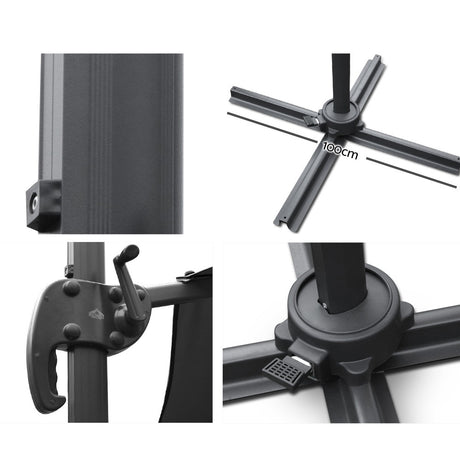 Instahut 3m Outdoor Umbrella Cantilever 360 Degree Tilt Beach Roma Parasol