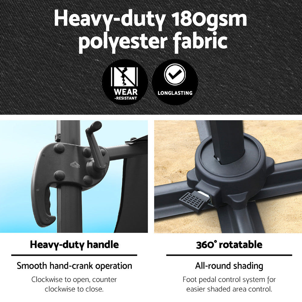 Instahut 3m Outdoor Umbrella Cantilever 360 Degree Tilt Beach Roma Parasol