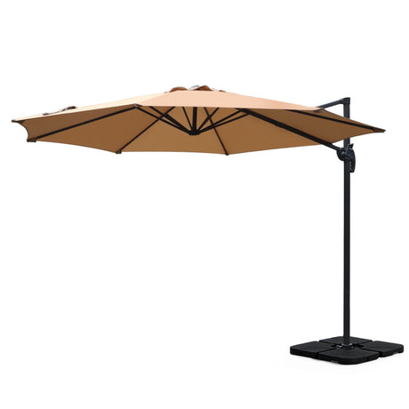 Instahut Outdoor Umbrella Canopy w/Base Cantilever Beach Roma 360 Degree Tilt