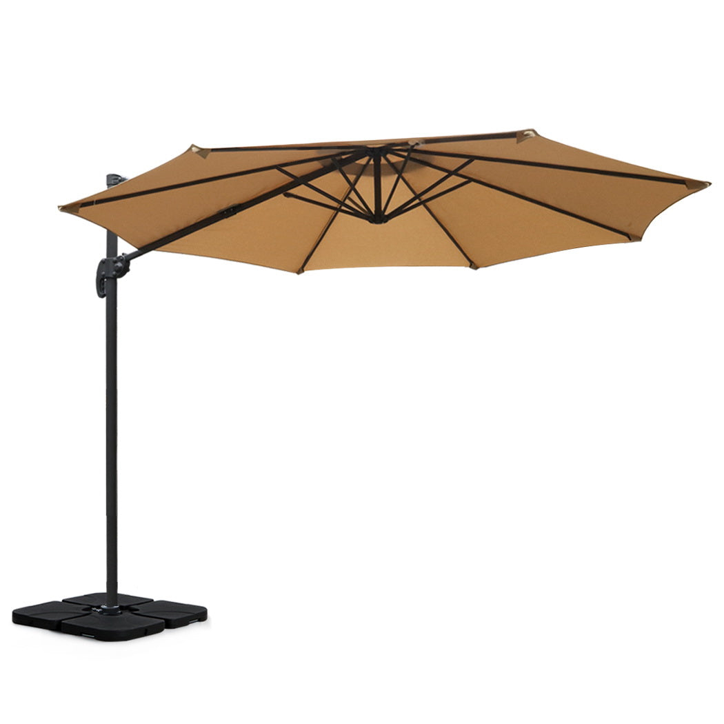 Instahut Outdoor Umbrella Canopy w/Base Cantilever Beach Roma 360 Degree Tilt