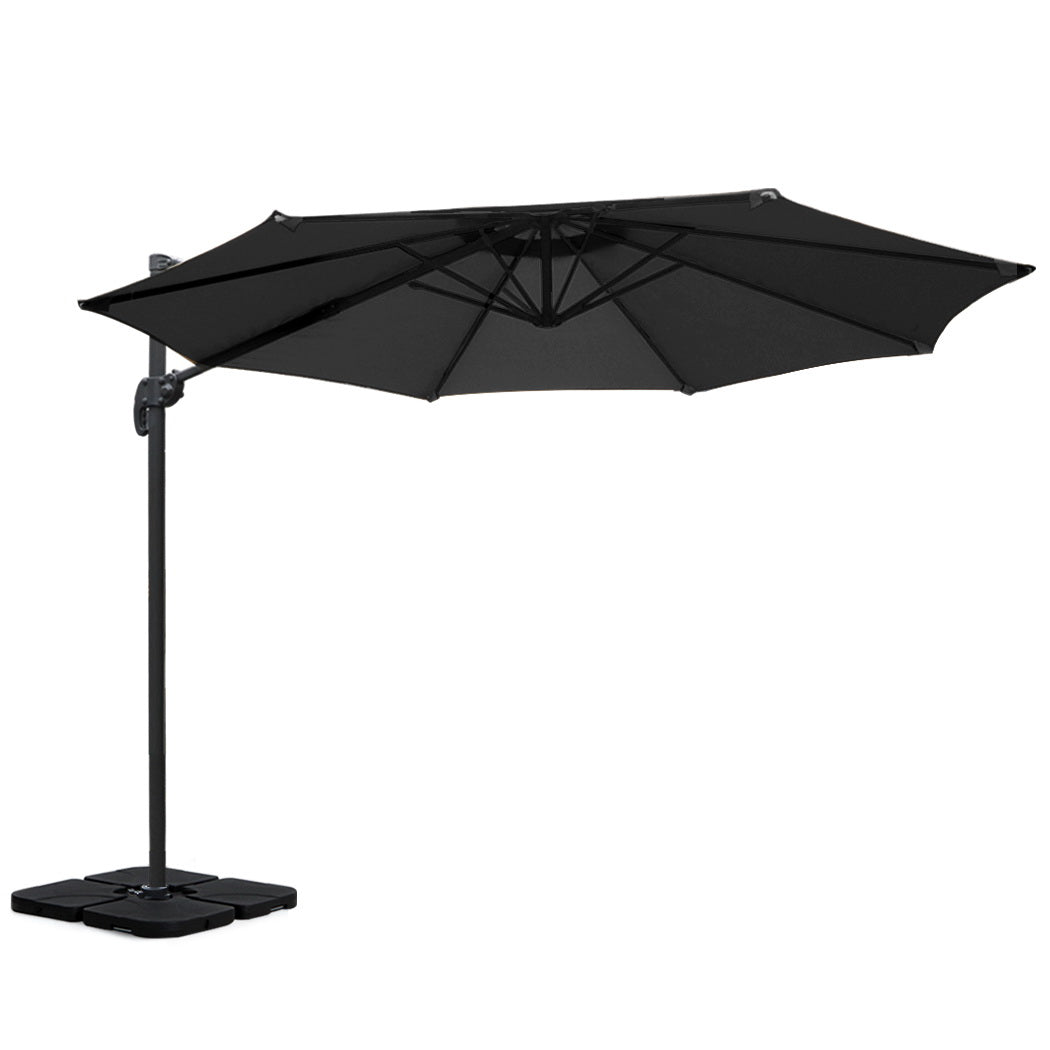 Instahut Outdoor Umbrella Canopy w/Base Cantilever Beach Roma 360 Degree Tilt