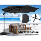 Instahut Outdoor Umbrella Canopy w/Base Cantilever Beach Roma 360 Degree Tilt