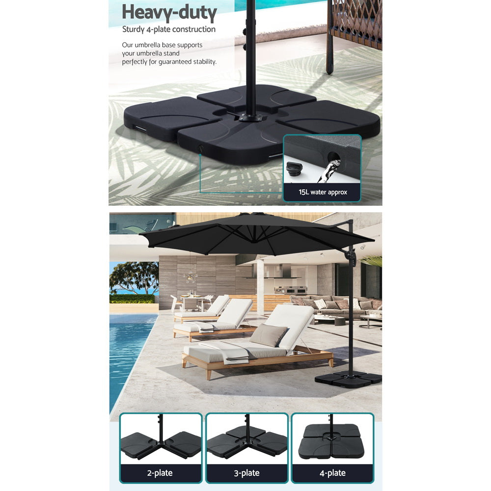 Instahut Outdoor Umbrella Canopy w/Base Cantilever Beach Roma 360 Degree Tilt