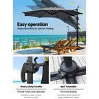 Instahut Outdoor Umbrella Canopy w/Base Cantilever Beach Roma 360 Degree Tilt