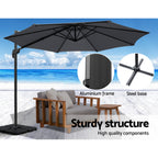 Instahut Outdoor Umbrella Canopy w/Base Cantilever Beach Roma 360 Degree Tilt