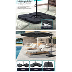 Instahut Outdoor Umbrella Canopy w/Base Cantilever Beach Roma 360 Degree Tilt