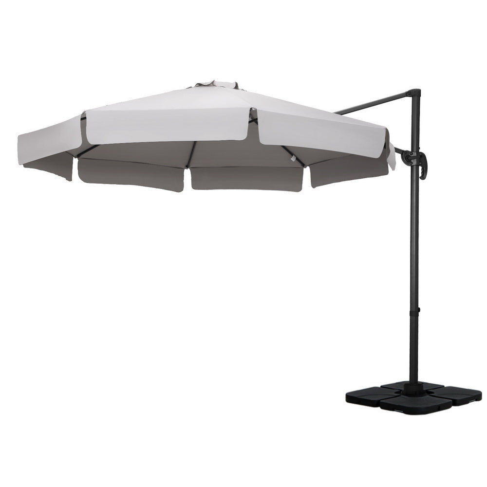 Instahut Outdoor Umbrella Canopy w/Base Cantilever Beach Roma 360 Degree Tilt