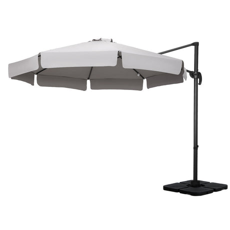 Instahut Outdoor Umbrella Canopy w/Base Cantilever Beach Roma 360 Degree Tilt