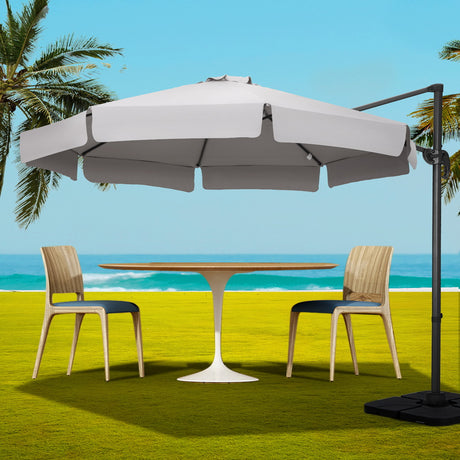 Instahut Outdoor Umbrella Canopy w/Base Cantilever Beach Roma 360 Degree Tilt