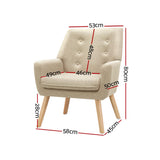 Artiss Anne Beige Linen Fabric Armchair
