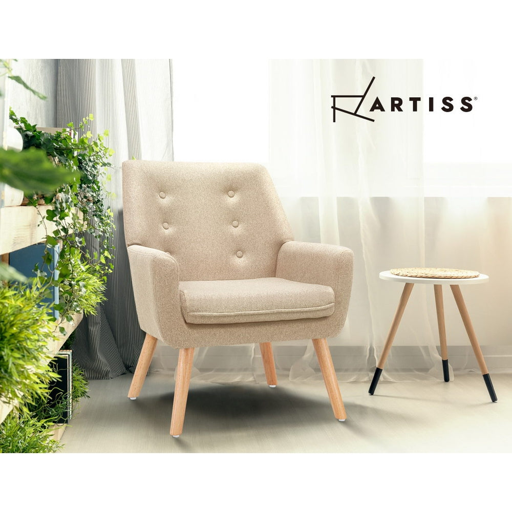 Artiss Anne Beige Linen Fabric Armchair