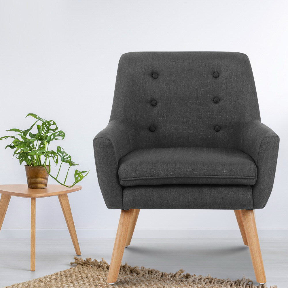 Artiss Anne Charcoal Linen Fabric Armchair