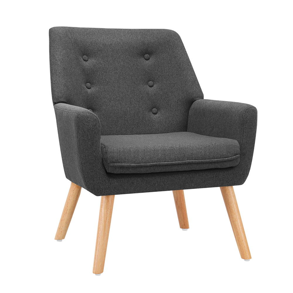Artiss Anne Charcoal Linen Fabric Armchair