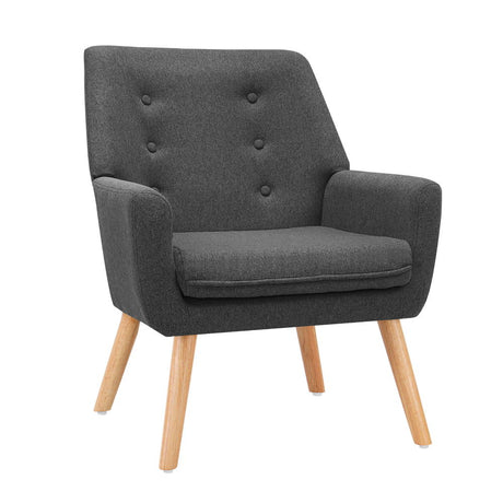 Artiss Anne Charcoal Linen Fabric Armchair