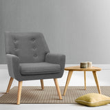 Artiss Grey Charcoal Linen Armchair with Tufted Design
