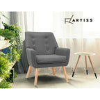 Artiss Grey Charcoal Linen Armchair with Tufted Design