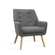 Artiss Grey Charcoal Linen Armchair with Tufted Design