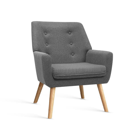 Artiss Grey Charcoal Linen Armchair with Tufted Design