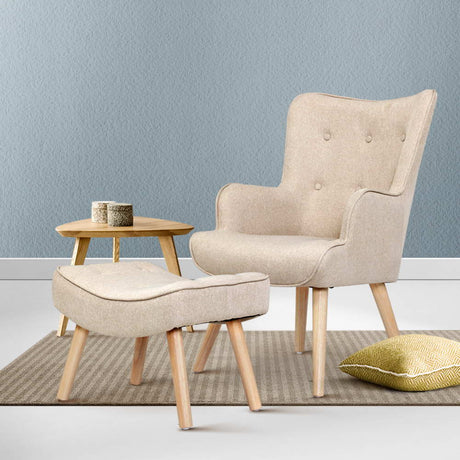 Lansar Armchair Set with Ottoman - Modern Scandinavian Elegance in Various Colors