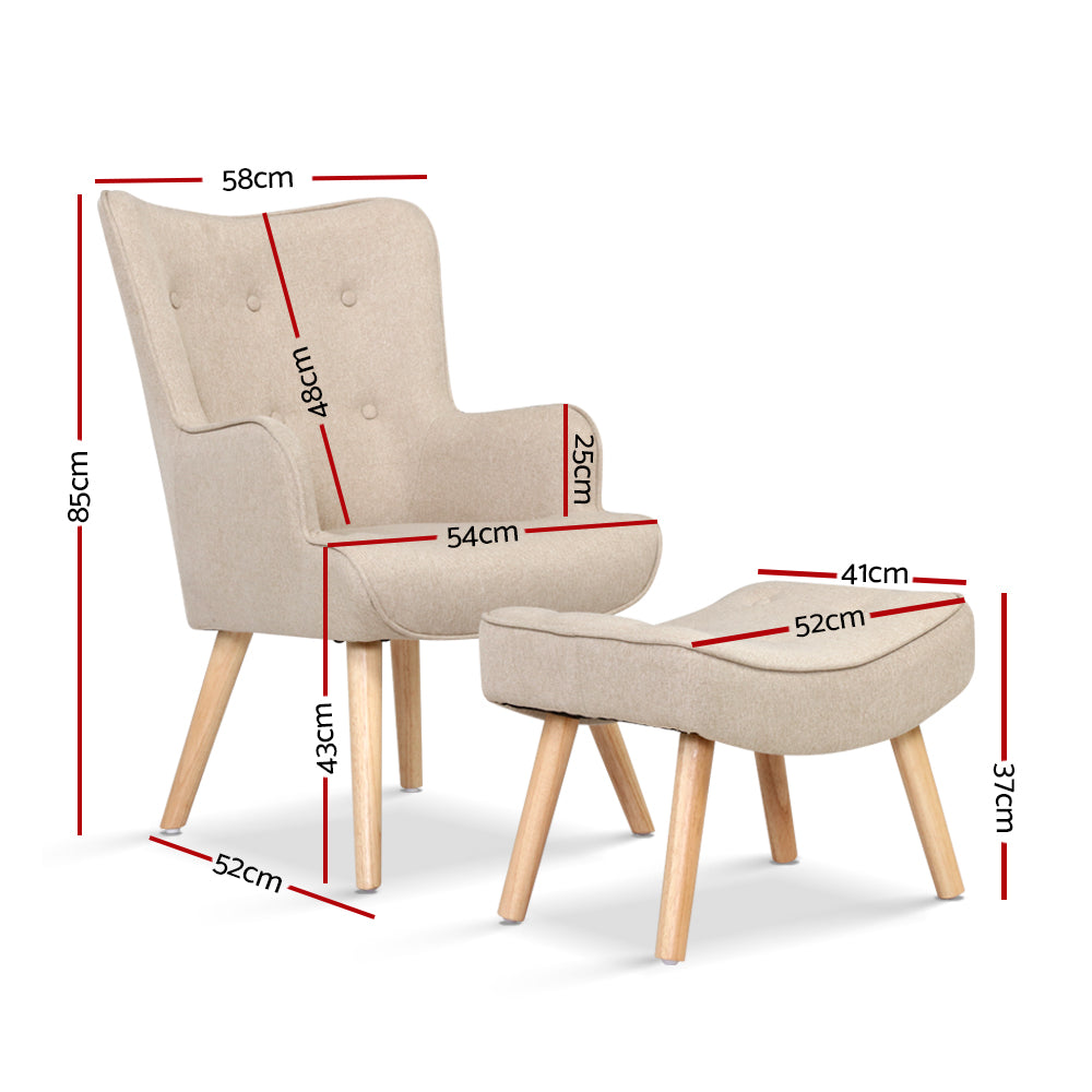 Lansar Armchair Set with Ottoman - Modern Scandinavian Elegance in Various Colors