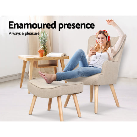 Lansar Armchair Set with Ottoman - Modern Scandinavian Elegance in Various Colors