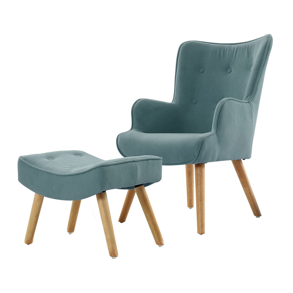 Lansar Armchair Set with Ottoman - Modern Scandinavian Elegance in Various Colors