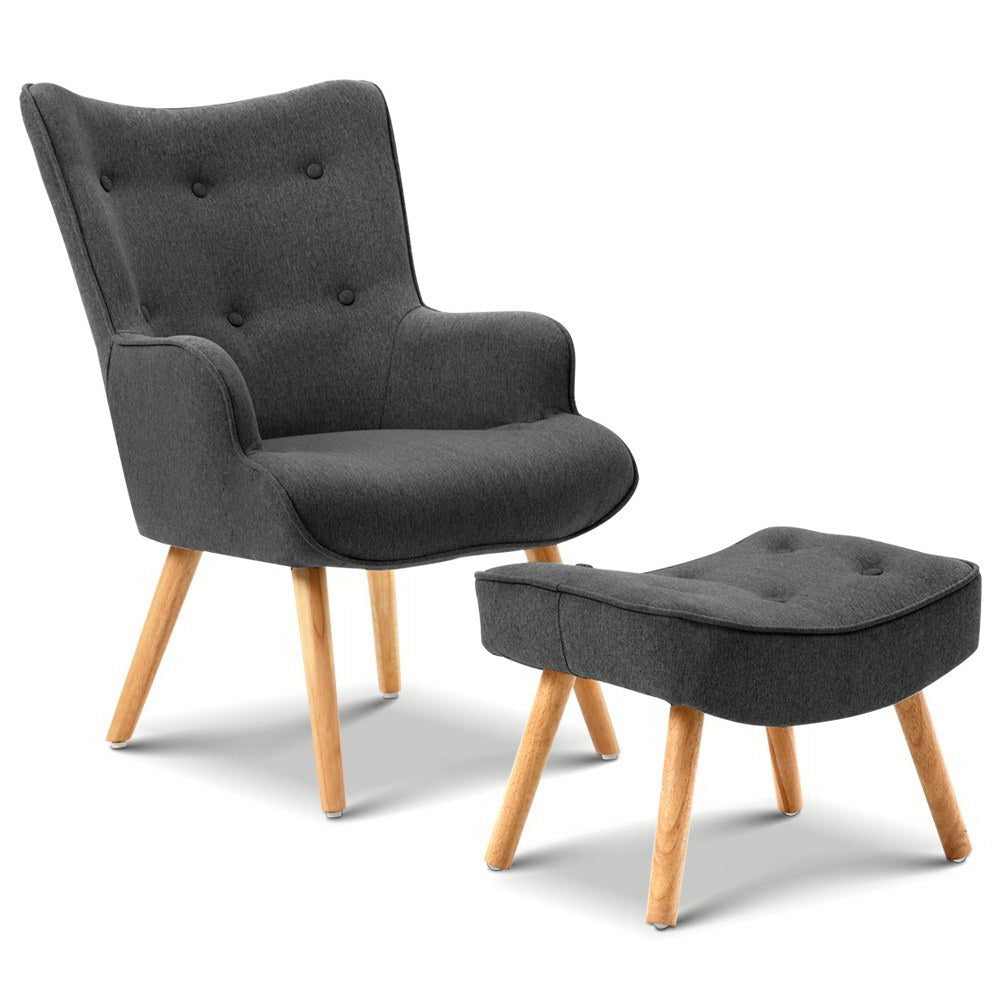 Lansar Armchair Set with Ottoman - Modern Scandinavian Elegance in Various Colors