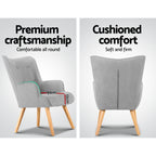 Artiss Light Grey Velvet Armchair and Ottoman Set