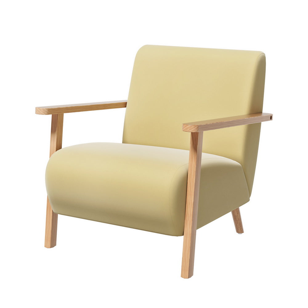 Artiss Velvet Yellow Olie Armchair - Modern Scandinavian Design