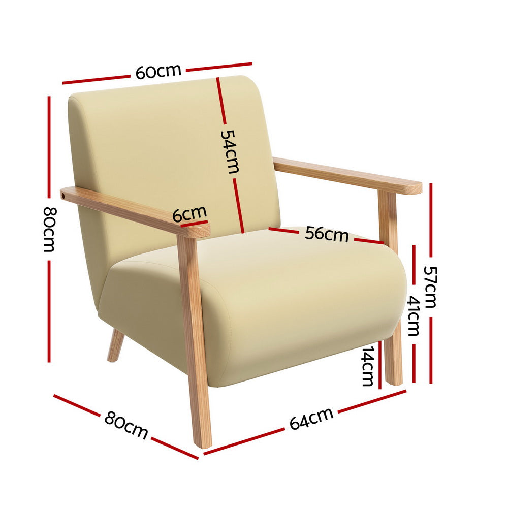 Artiss Velvet Yellow Olie Armchair - Modern Scandinavian Design