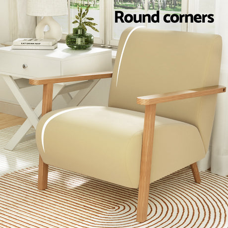 Artiss Velvet Yellow Olie Armchair - Modern Scandinavian Design