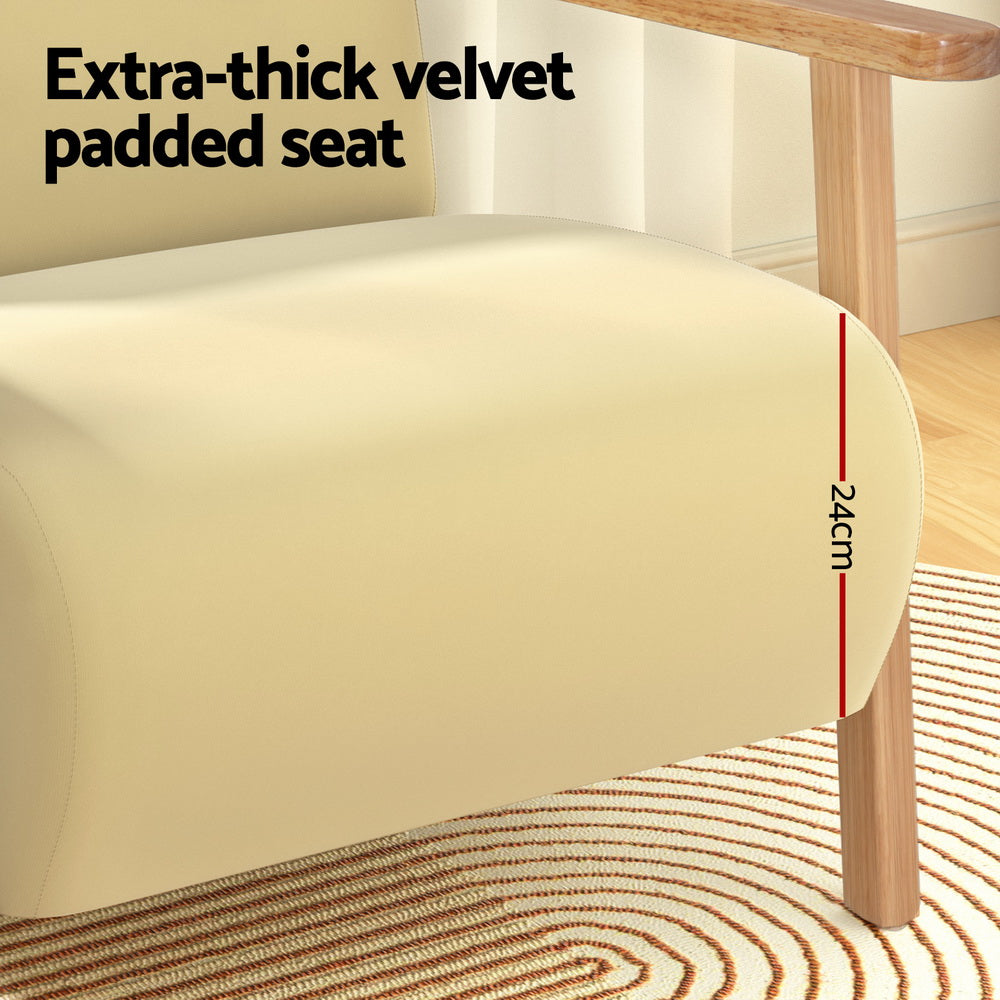 Artiss Velvet Yellow Olie Armchair - Modern Scandinavian Design