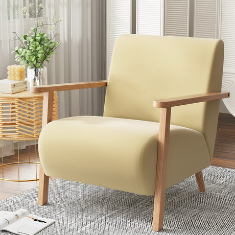 Artiss Velvet Yellow Olie Armchair - Modern Scandinavian Design
