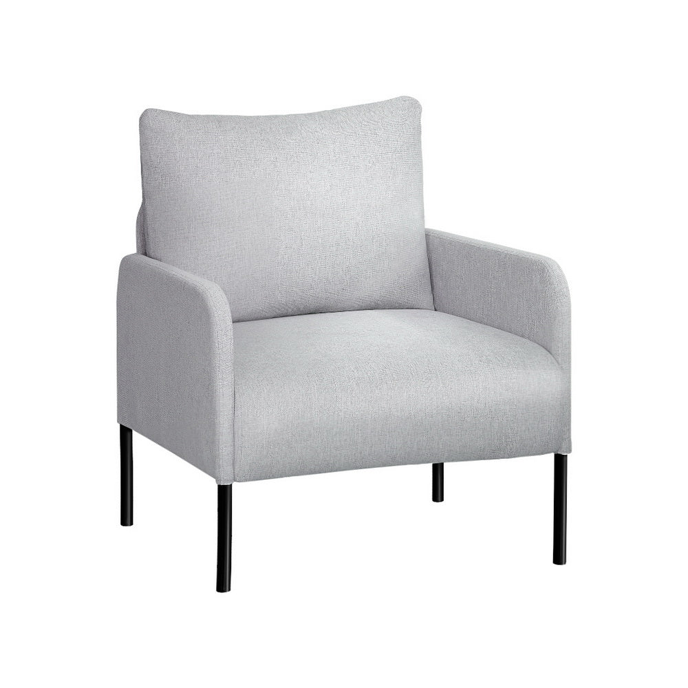 Artiss Grey Fabric Accent Armchair with Cushioned Seat