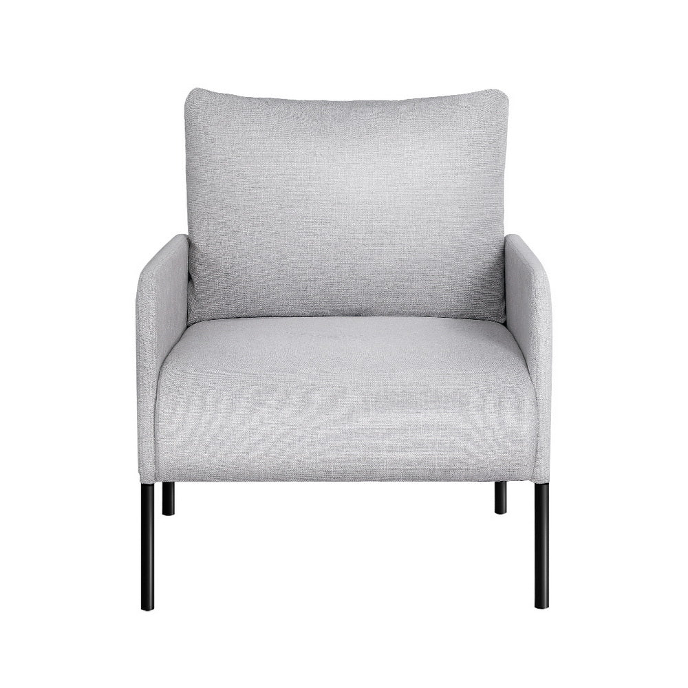 Artiss Grey Fabric Accent Armchair with Cushioned Seat