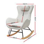 Artiss Boucle Rocking Chair with Armchair Pillow - White