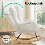 Artiss Boucle Rocking Chair with Armchair Pillow - White