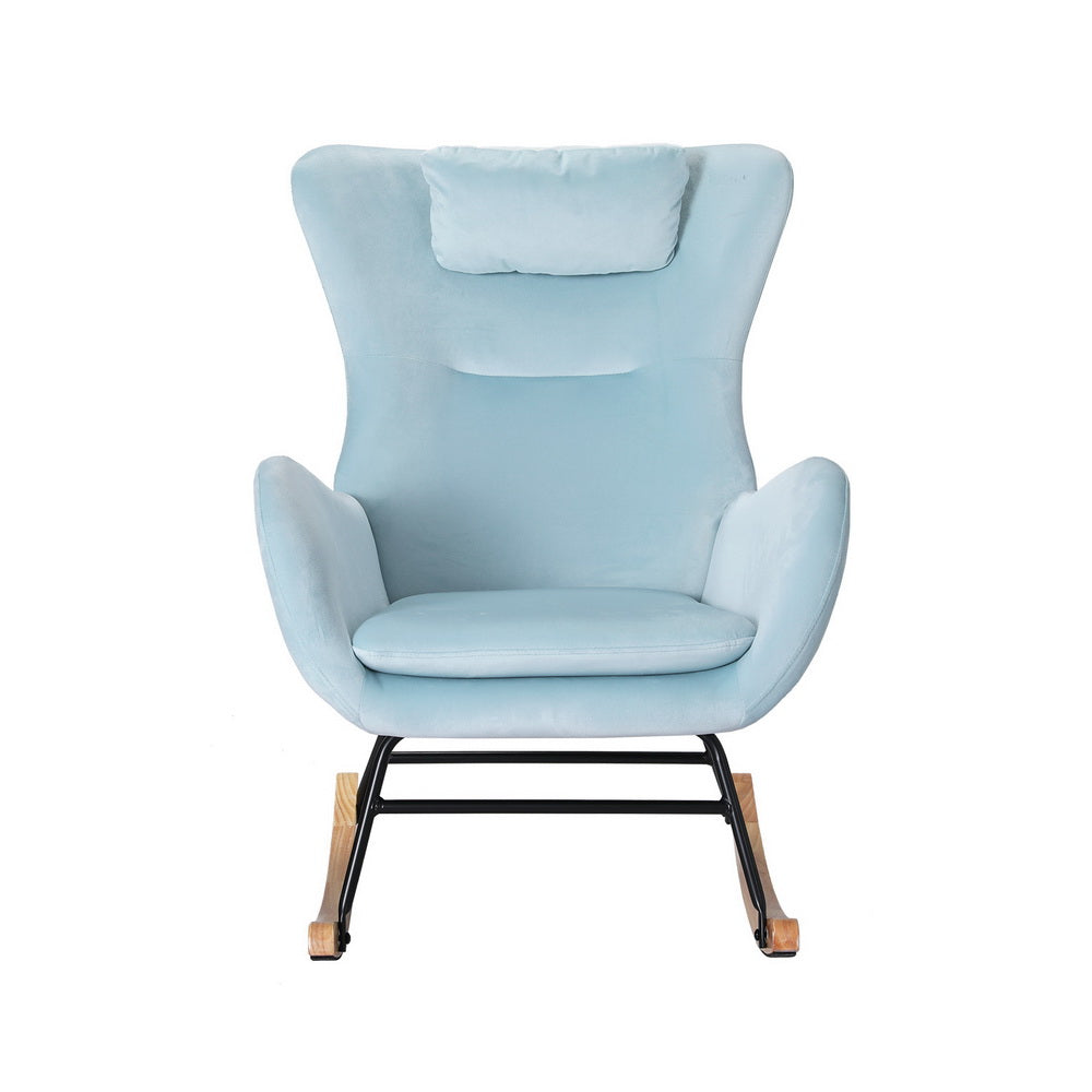 Artiss Velvet Pillow Rocking Chair in Blue