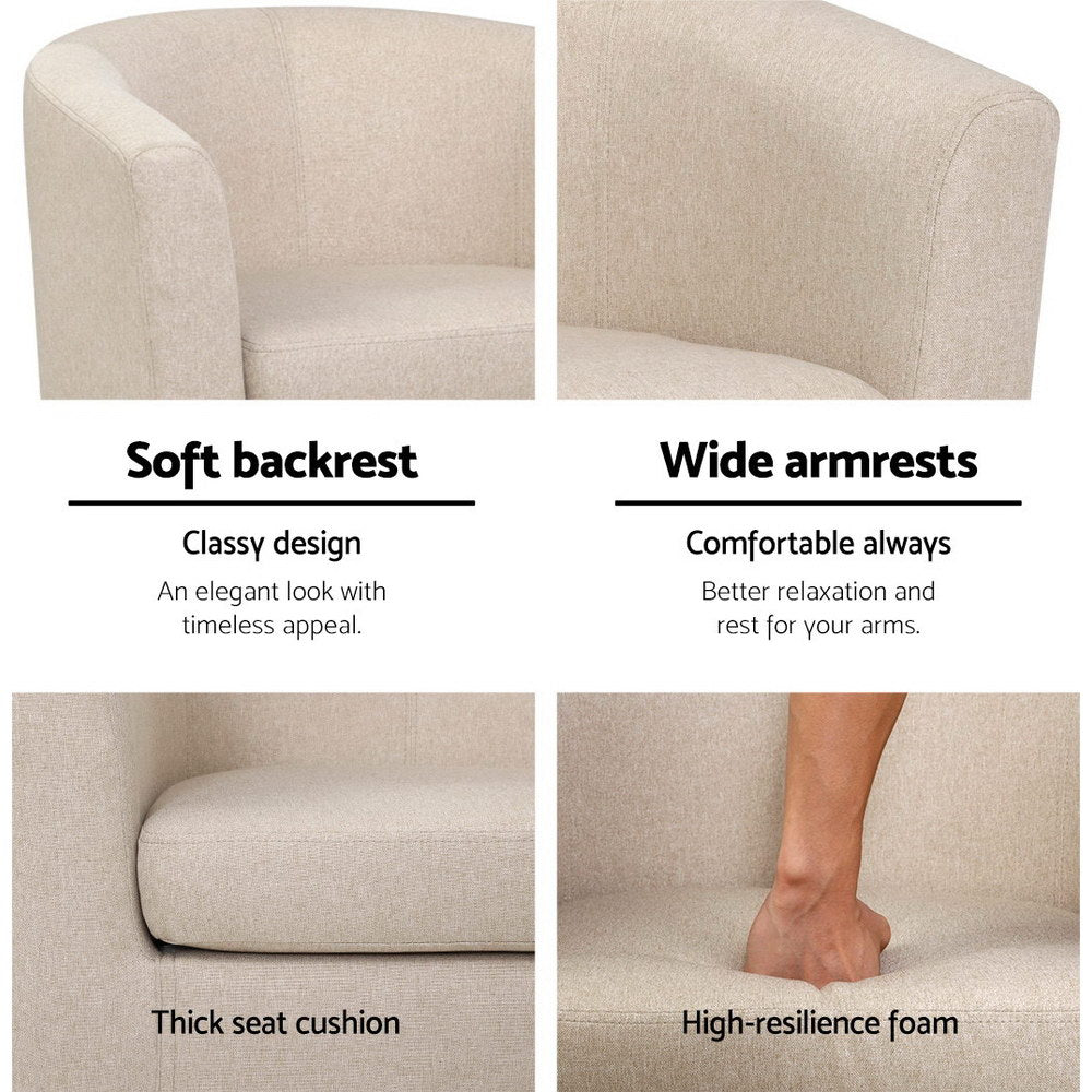 Artiss Abby Beige Tub Chair - Modern Comfort with Timeless Design