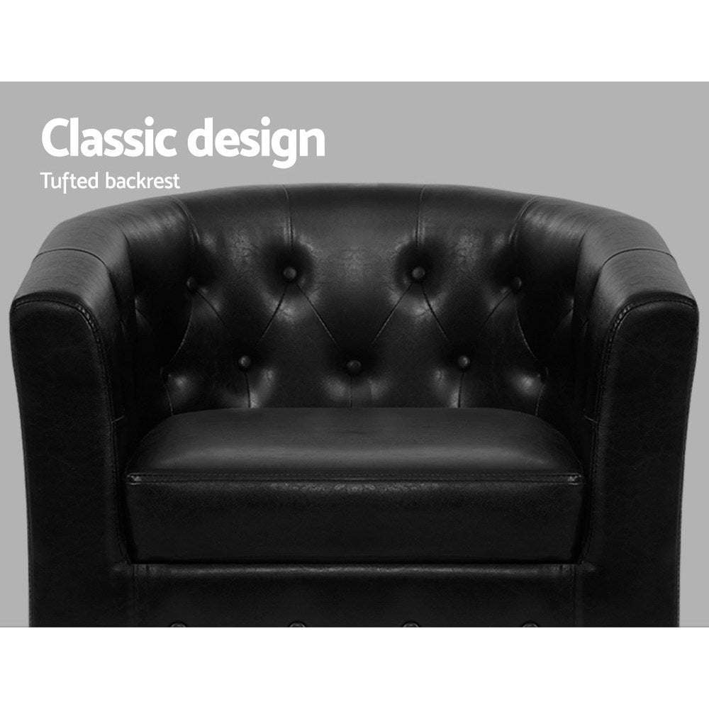 Artiss Ava Black Armchair Set with Ottoman - Elegant Comfort and Support